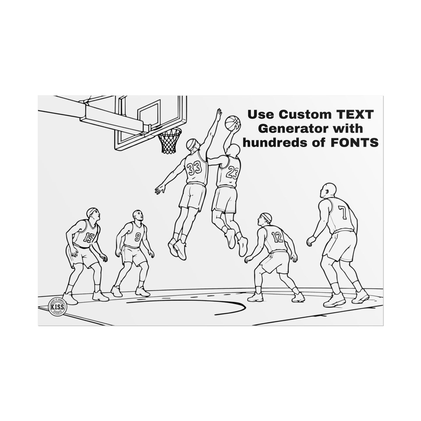 Basketball Action Line Art — Personalized Sports Poster