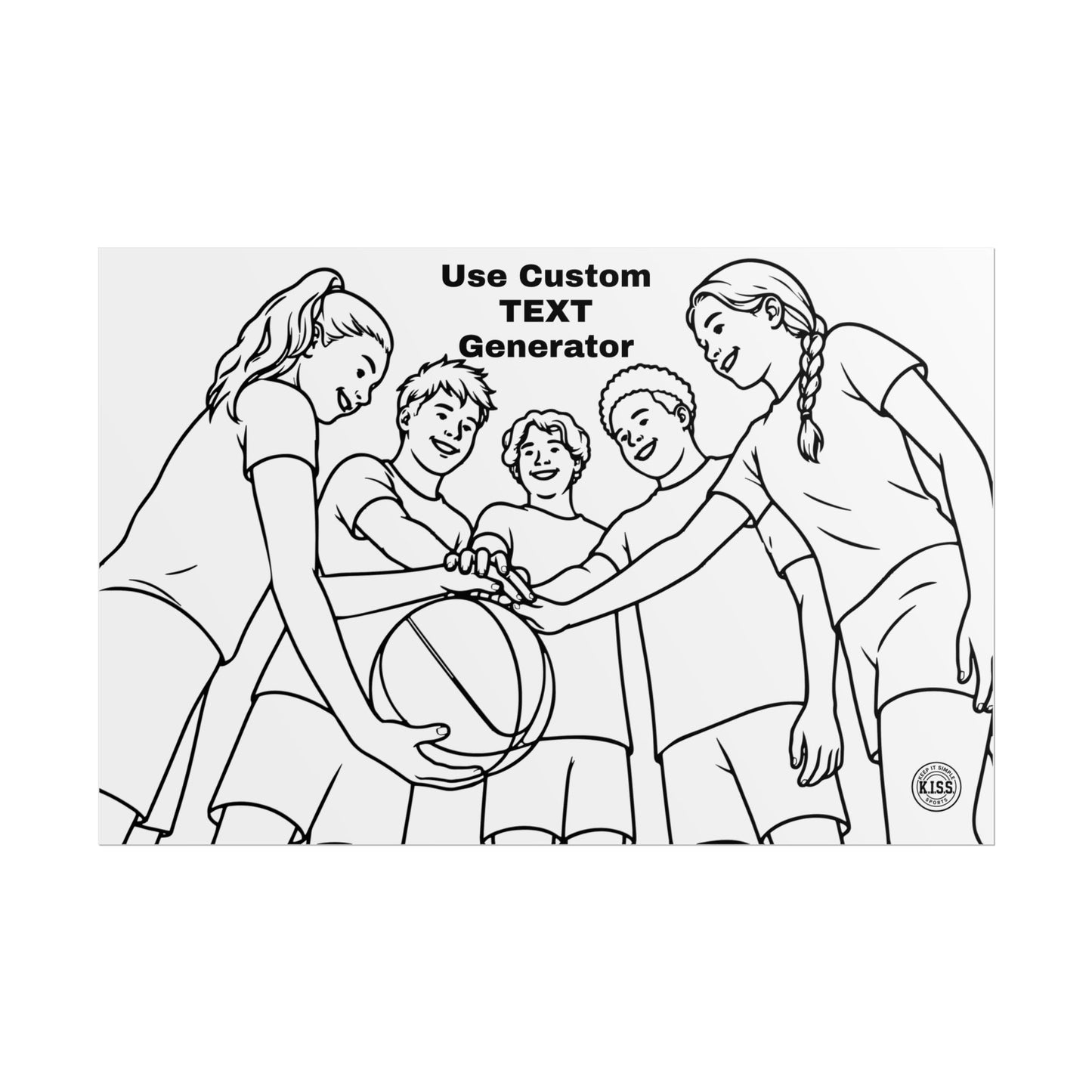 Youth Basketball Teamwork Poster — Customize Message