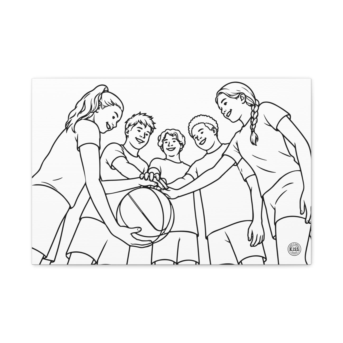 Basketball Teamwork Stretched Canvas  — Minimalist Wall Art