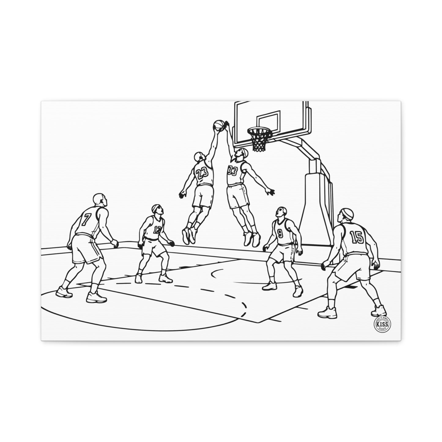 Basketball Action Stretched Canvas — Minimalist Sports Wall Art