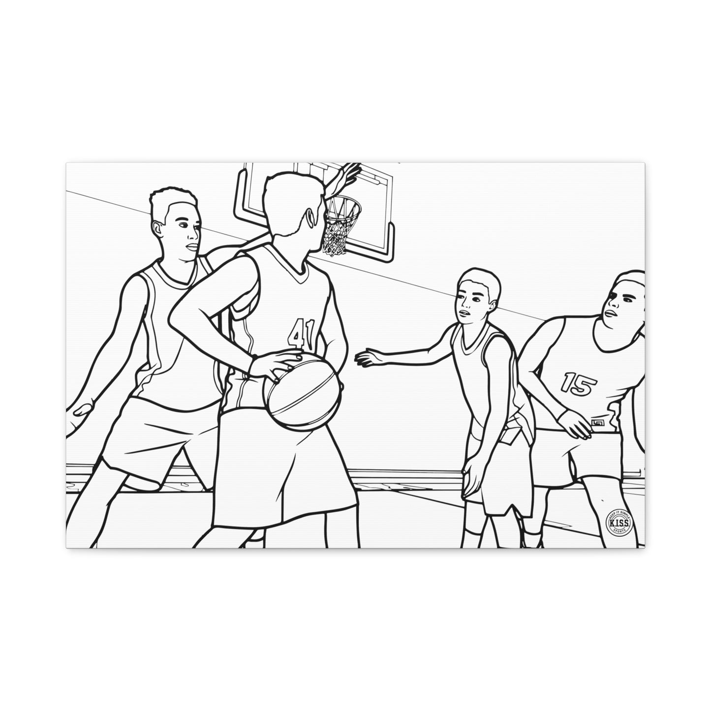 Basketball Action Players Line Art— Minimalist Inpiration Stretched Canvas