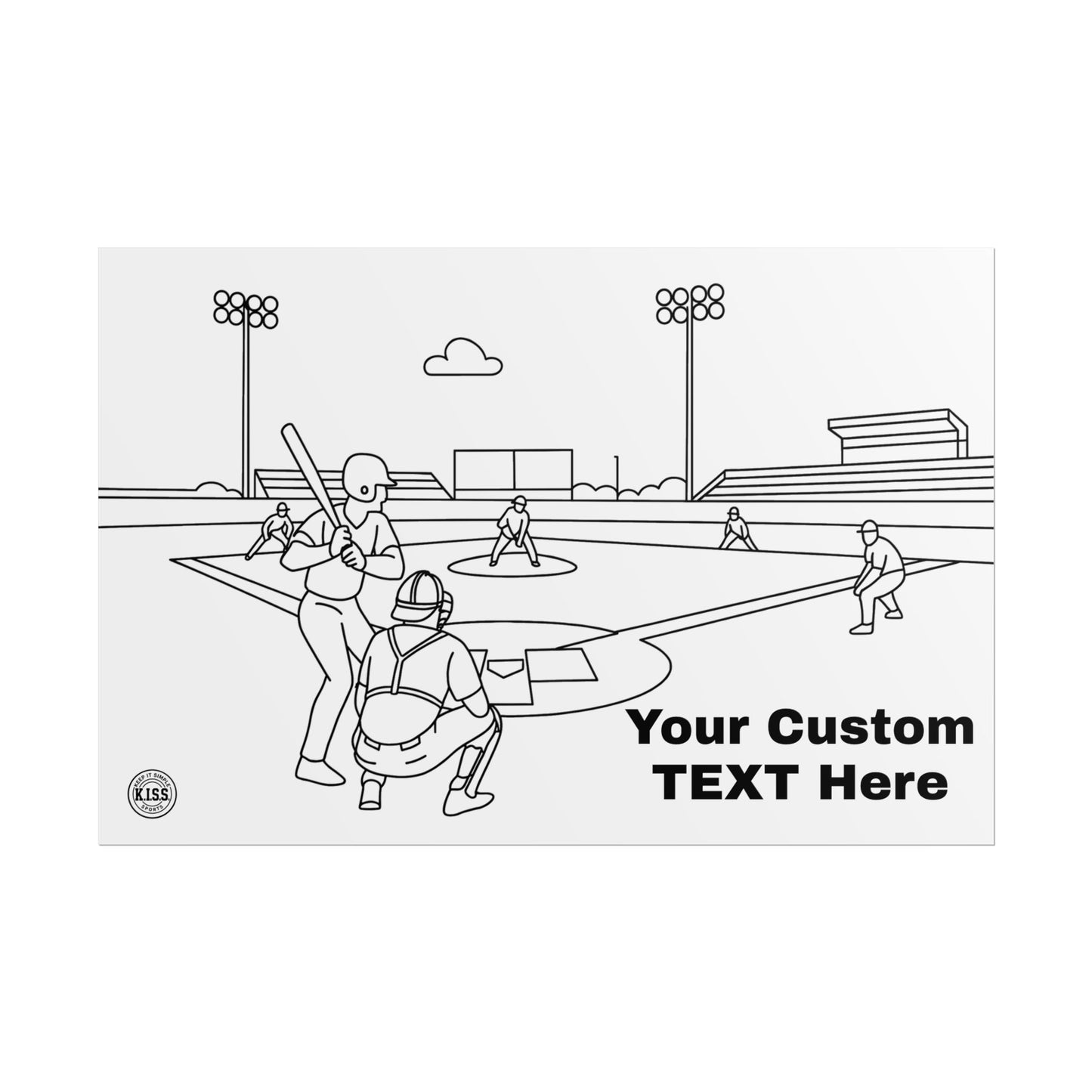Baseball Field Minimalist Art — Custom Text Sports Poster