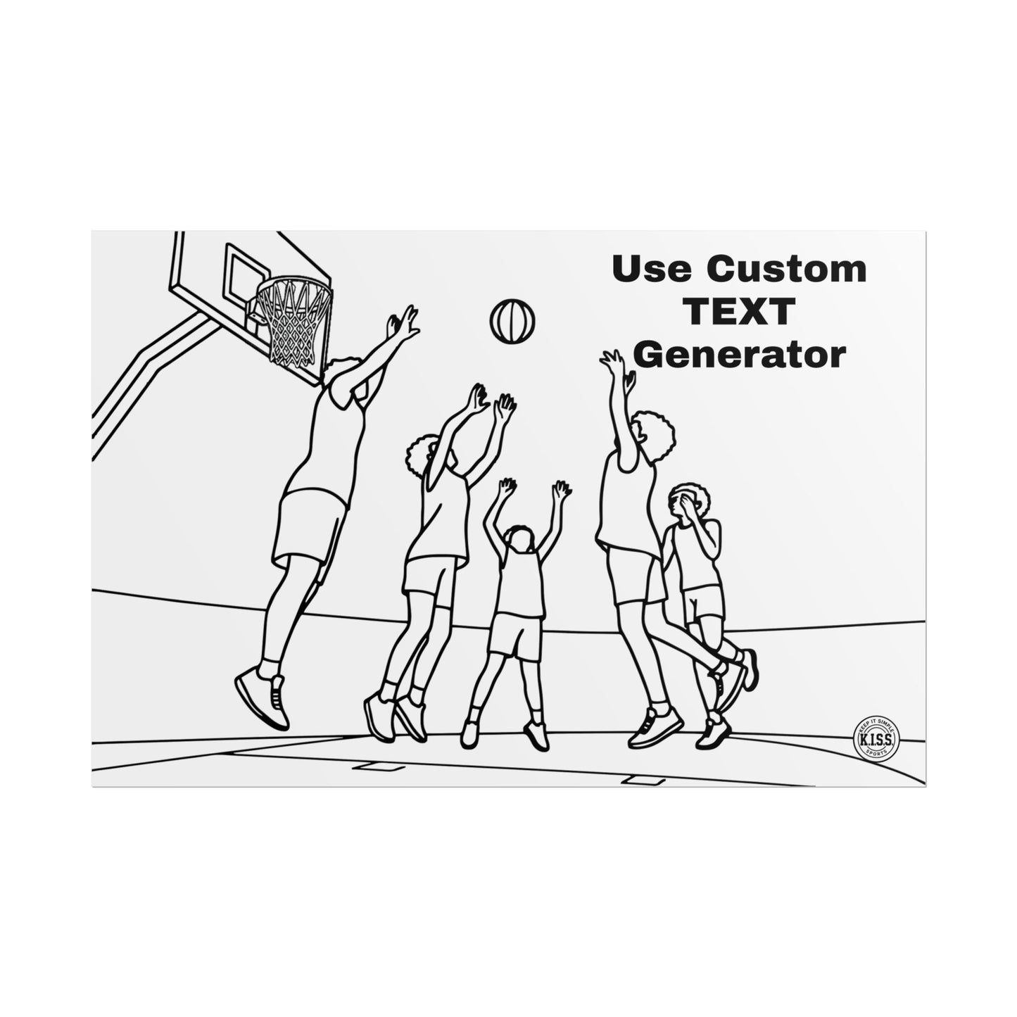Basketball Team Line Art Rolled Poster — Custom Text