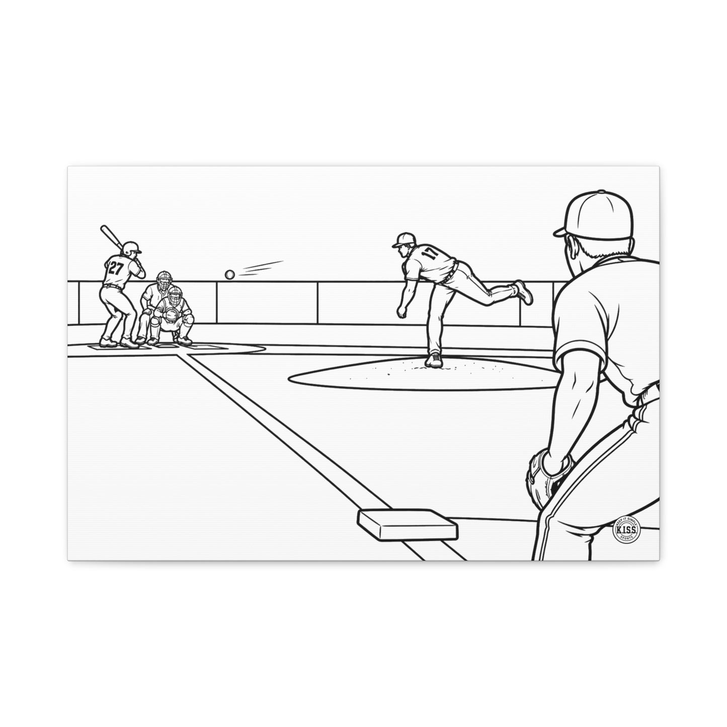 The Hero Pitcher Stretched Matte Canvas – Pitcher Batter Umpire Wall Art