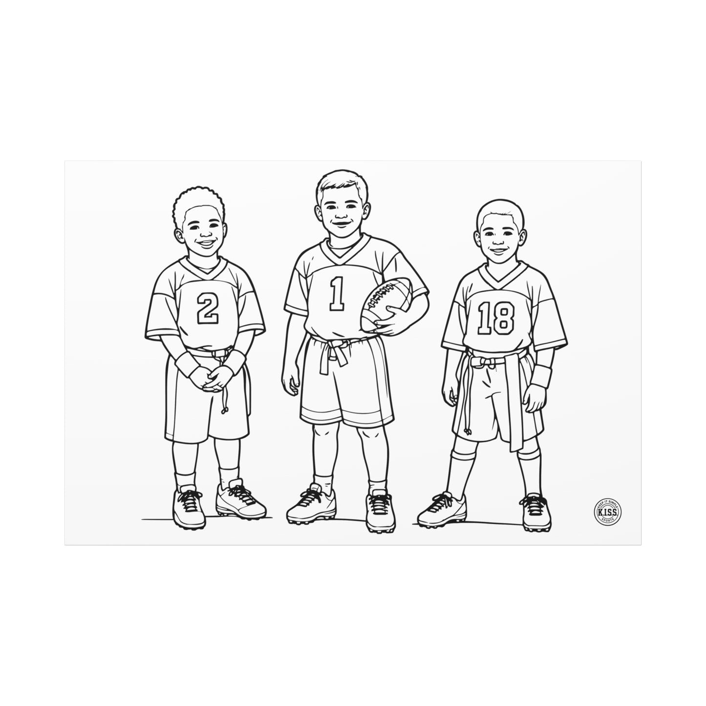 Kids Football Team Stretched Canvas Minimalist Wall Art