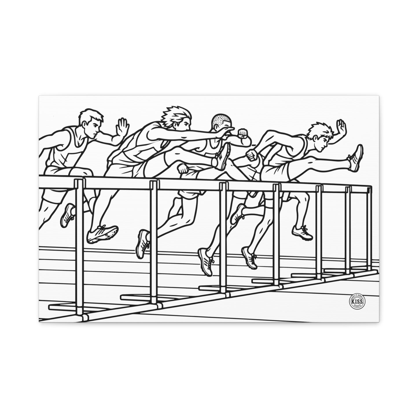 Hurdles Track Stretched Canvas — Minimalist Athletic Track & Field Wall Art