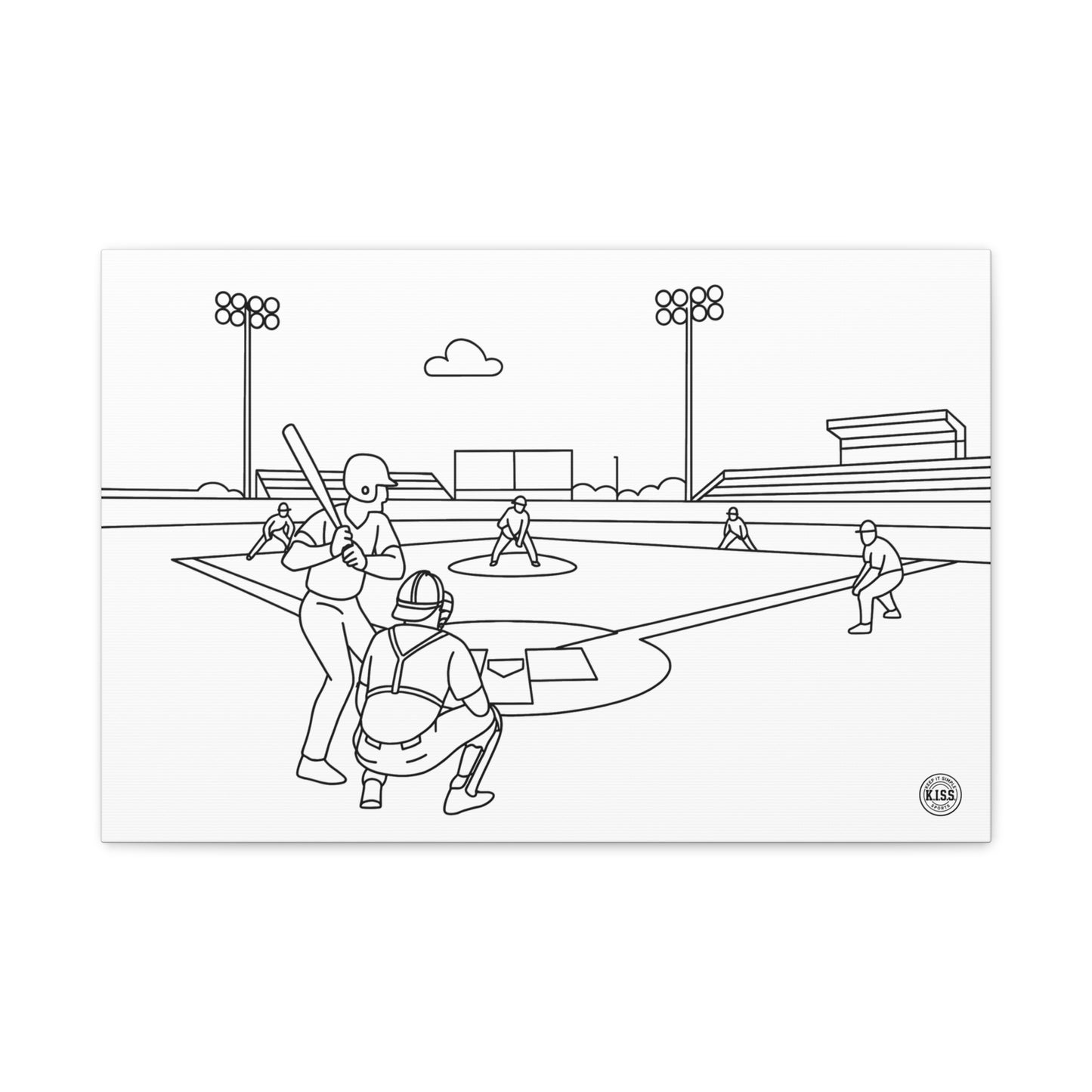 Baseball Field Line Art Stetched Canvas Wall Art — Minimalist Sports Home Decor