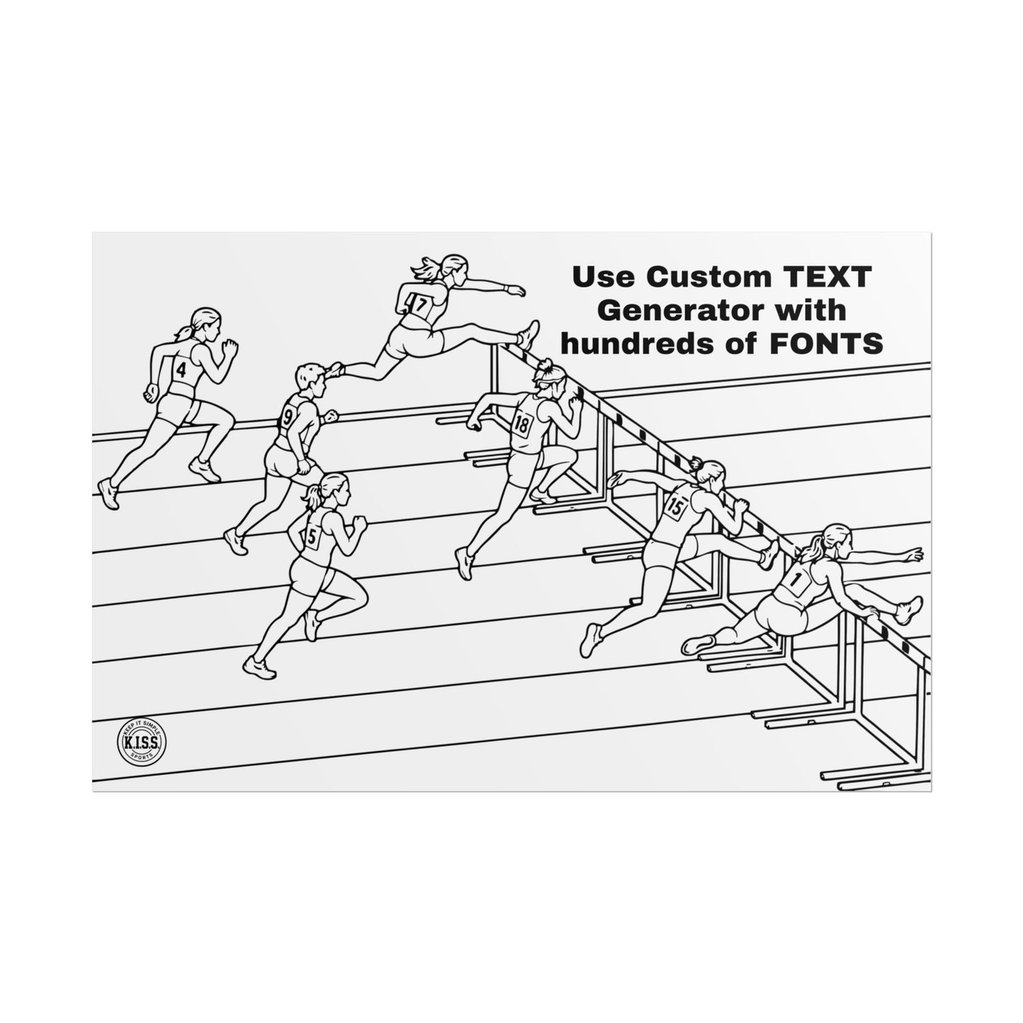Rolled Poster — Track & Field Hurdles with YOUR Custom Message