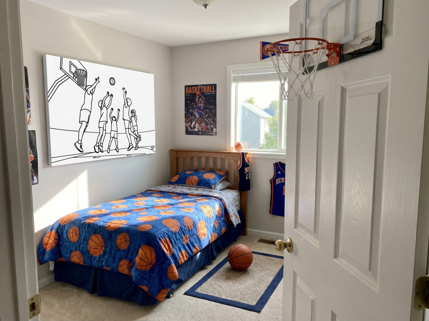 Basketball Fun Stetched Canvas — Minimalist Sports Art