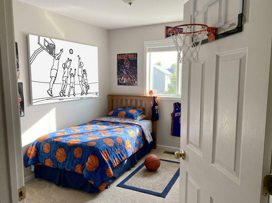 Basketball Fun Stetched Canvas — Minimalist Sports Art
