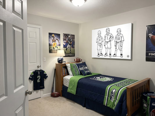 Kids Football Team Stretched Canvas Minimalist Wall Art