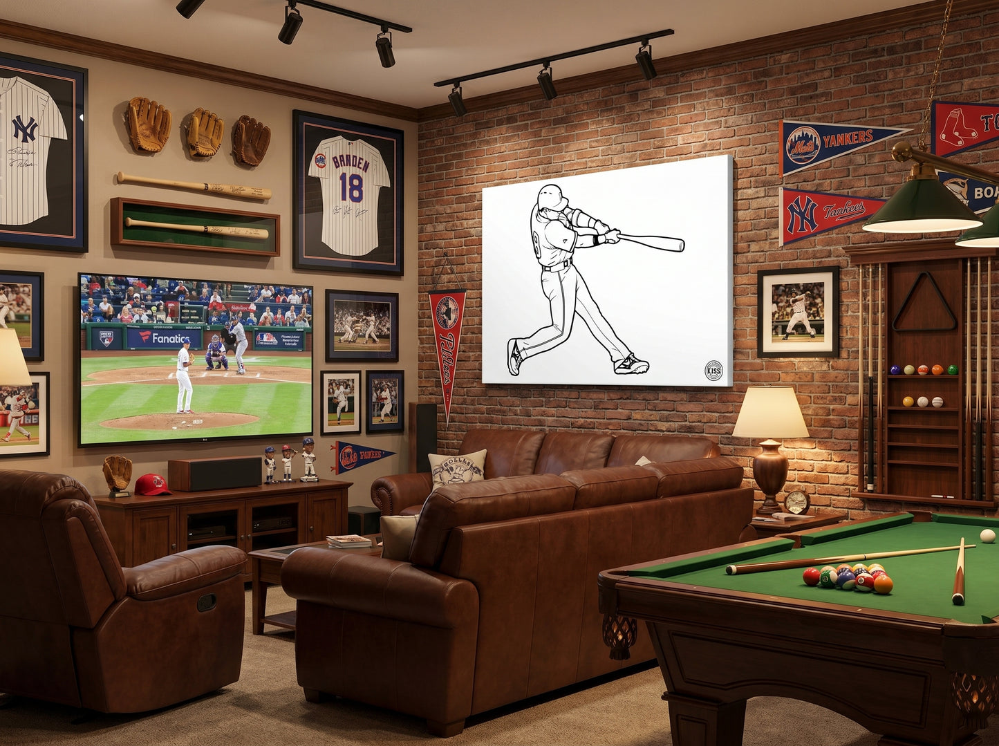 Hero Batter Stetched Canvas — Minimalist Sports Art