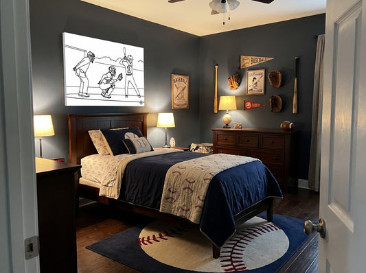 Baseball Line Art Stretch Canvas — Wall Decor